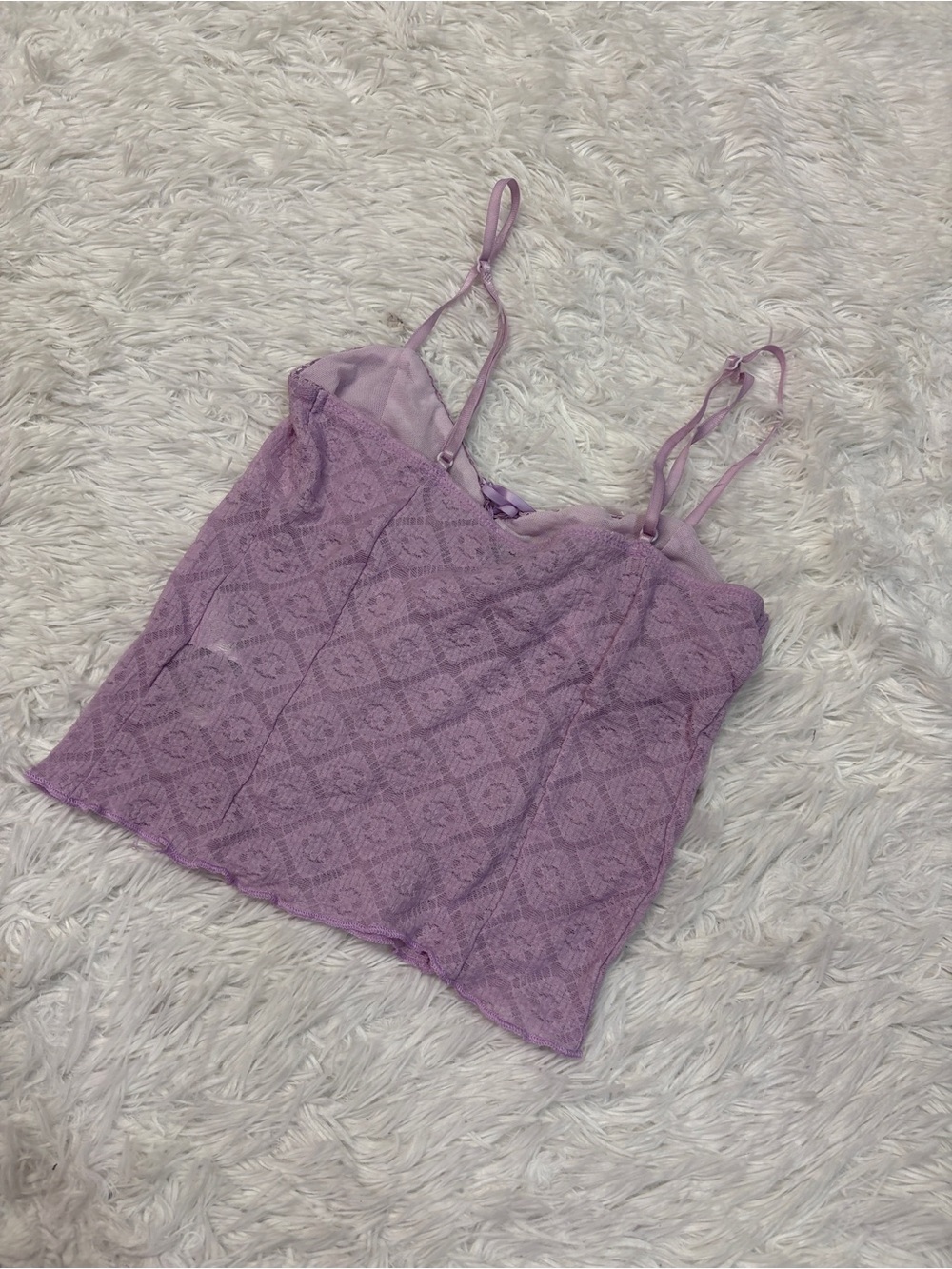 Edikted Textured Lacey Tank Top Purple - Picture 3 of 4